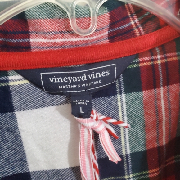 NWT Vineyard Vines Women's Flannel Pajama PJ Top Plaid Preppy Holiday Large - Picture 4 of 11